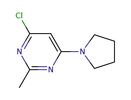 Molecular Structure of 914349-69-2 (4-Chloro-2-methyl-6-(pyrrolidin-1-yl)pyrimidine)