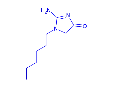 Molecular Structure of 94087-67-9 (2-amino-1-hexyl-1,5-dihydro-4H-imidazol-4-one)