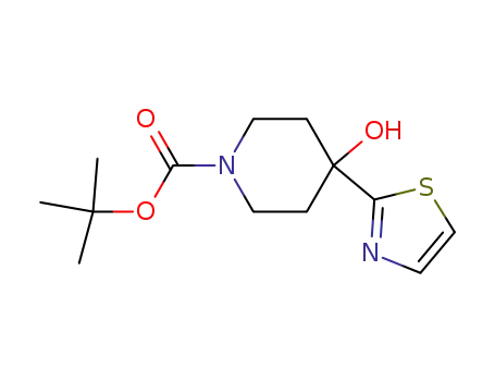 Molecular Structure of 942185-02-6 (tert-butyl 4-hydroxy-4-(1,3-thiazol-2-yl)piperidine-1-carboxylate)