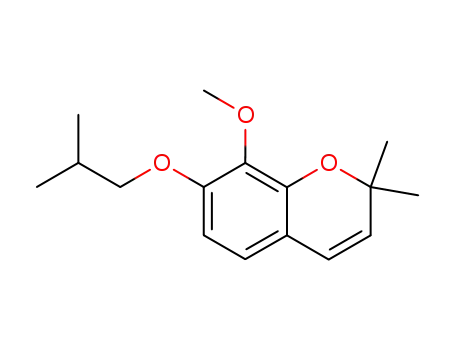 Molecular Structure of 94244-65-2 (8-methoxy-2,2-dimethyl-7-(2-methylpropoxy)-2H-chromene)