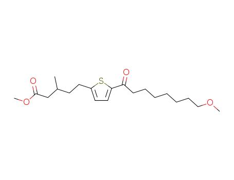 Molecular Structure of 95978-40-8 (2-Thiophenepentanoic acid, 5-(8-methoxy-1-oxooctyl)-b-methyl-, methyl
ester)