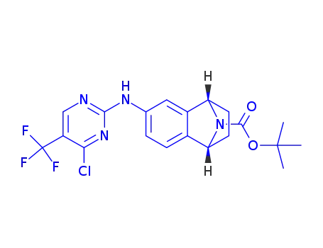 Molecular Structure of 942492-24-2 (Naphthalen-1,4-iMine-9-carboxylic acid, 6-[[4-chloro-5-(trifluoroMethyl)-2-pyriMidinyl]aMino]-1,2,3,4-tetrahydro-, 1,1-diMethylethyl ester, (1S,4R)-)