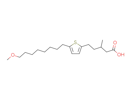 Molecular Structure of 95978-41-9 (2-Thiophenepentanoic acid, 5-(8-methoxyoctyl)-b-methyl-)