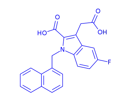 Molecular Structure of 942191-15-3 (2-Carboxy-5-fluoro-1-[(1-naphthalenyl)Methyl]-1H-indole-3-acetic acid)