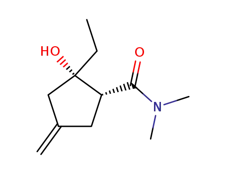 Molecular Structure of 105665-20-1 (Cyclopentanecarboxamide,
2-ethyl-2-hydroxy-N,N-dimethyl-4-methylene-, cis-)