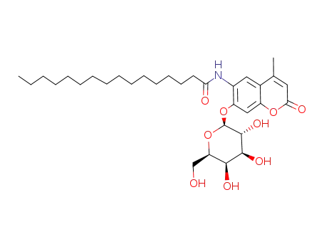 Molecular Structure of 94452-17-2 (6-Hexadecanoylamido-4-methylumbelliferyl-beta-D-galactopyranoside)