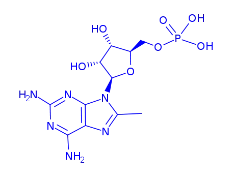 Molecular Structure of 97374-43-1 (2-amino-8-methyladenosine 5'-monophosphate)