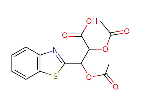 Molecular Structure of 97338-86-8 (2,3-BIS(ACETYLOXY)-3-(1,3-BENZOTHIAZOL-2-YL)PROPANOIC ACID)