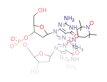 Pt(NH<sub>3</sub>)(NH<sub>2</sub>C<sub>5</sub>H<sub>5</sub>(CH<sub>3</sub>)4NO)((C<sub>5</sub>H<sub>2</sub>N<sub>4</sub>ONH<sub>2</sub>C<sub>4</sub>H<sub>5</sub>O(OH)CH<sub>2</sub>)2PO<sub>4</sub>)<sup>(1+)</sup>