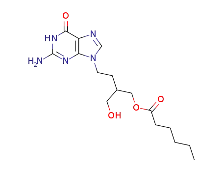 Molecular Structure of 97845-82-4 (4-(2-amino-6-oxo-3,6-dihydro-9H-purin-9-yl)-2-(hydroxymethyl)butyl hexanoate)