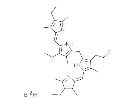 Molecular Structure of 130693-48-0 (4-(2'-chloroethyl)-1,6,8-triethyl-1,2,3,5,7,8'-hexamethyl-ac-biladiene dihydrobromide)