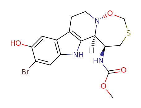 Molecular Structure of 96426-93-6 (N-[[(1S)-11-Bromo-1,2,7,8,13,13bβ-hexahydro-10-hydroxy[1,6,2]oxathiazepino[2',3':1,2]pyrido[3,4-b]indol]-1α-yl]-2-hydroxyacetamide)