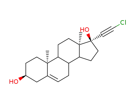Molecular Structure of 975-48-4 ((17alpha)-21-chloropregn-5-en-20-yne-3,17-diol)