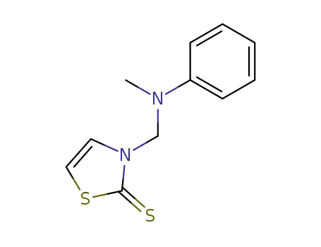 Molecular Structure of 91088-94-7 (3-(<i>N</i>-methyl-anilinomethyl)-3<i>H</i>-thiazole-2-thione)