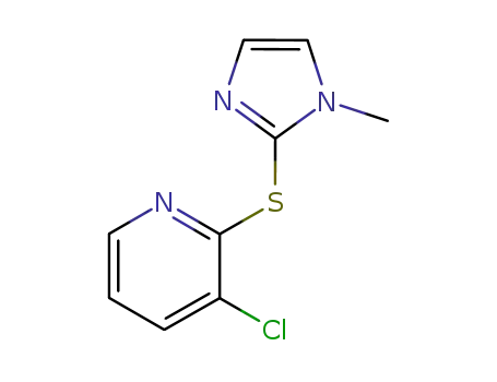 Molecular Structure of 96592-18-6 (3-Chloro-2-(1-methyl-1H-imidazol-2-ylsulfanyl)-pyridine)