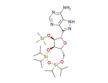 3-((2S,3S,3aR,9aR)-5,5,7,7-Tetraisopropyl-3-trimethylsilanyloxy-tetrahydro-1,4,6,8-tetraoxa-5,7-disila-cyclopentacycloocten-2-yl)-1H-pyrazolo[4,3-d]pyrimidin-7-ylamine