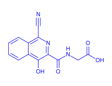 Molecular Structure of 945739-63-9 (Glycine,  N-[(1-cyano-4-hydroxy-3-isoquinolinyl)carbonyl]-)