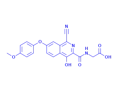 Molecular Structure of 945739-90-2 (Glycine,  N-[[1-cyano-4-hydroxy-7-(4-methoxyphenoxy)-3-isoquinolinyl]carbonyl]-)