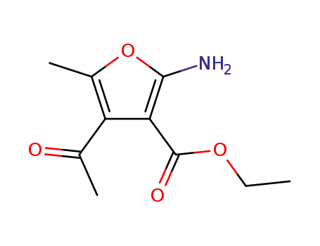 Molecular Structure of 99076-38-7 (ETHYL 4-ACETYL-2-AMINO-5-METHYL-3-FUROATE)