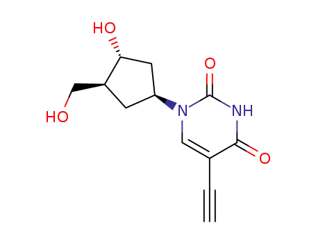 Molecular Structure of 98736-95-9 (5-Ethynyl-1-(3-hydroxy-4-(hydroxymethyl)cyclopentyl)-2,4(1H,3H)-pyrimidinedione)