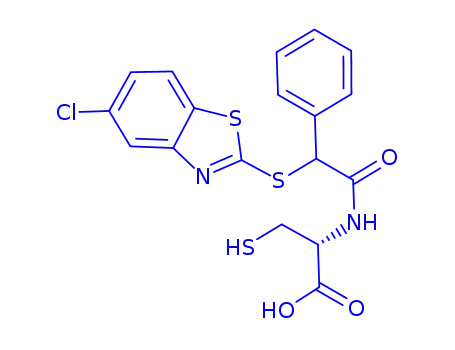 Molecular Structure of 98181-66-9 (N-{[(5-chloro-1,3-benzothiazol-2-yl)sulfanyl](phenyl)acetyl}cysteine)