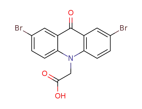 Molecular Structure of 99081-85-3 (10(9H)-Acridineacetic acid, 2,7-dibromo-9-oxo-)
