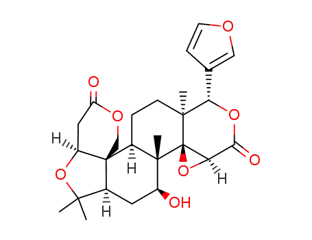 Molecular Structure of 1258-86-2 (11H,13H-Oxireno[d]pyrano[4',3':3,3a]isobenzofuro[5,4-f][2]benzopyran-6,13(5aH)-dione,8-(3-furanyl)dodecahydro-4-hydroxy-2,2,4a,8a-tetramethyl-,(2aR,4S,4aS,4bR,5aS,8S,8aS,10aR,10bR,14aS)- (9CI))