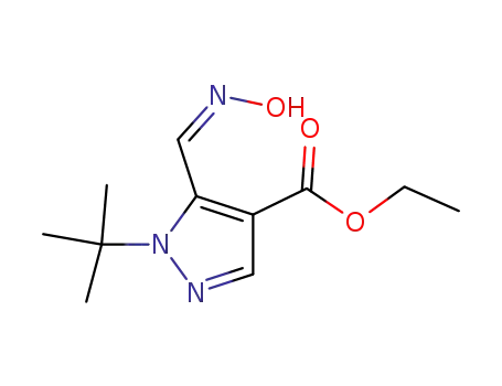 Molecular Structure of 112779-11-0 (1H-Pyrazole-4-carboxylic acid,
1-(1,1-dimethylethyl)-5-[(hydroxyimino)methyl]-, ethyl ester, (Z)-)