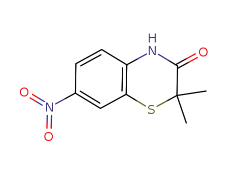 Molecular Structure of 945969-04-0 (2,2-DiMethyl-7-nitro-2H-1,4-benzothiazin-3(4H)-one, 97%)