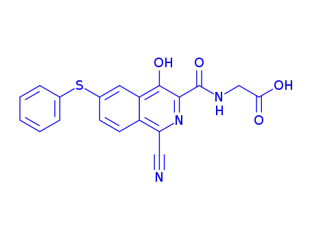 Molecular Structure of 945739-77-5 (Glycine,  N-[[1-cyano-4-hydroxy-6-(phenylthio)-3-isoquinolinyl]carbonyl]-)