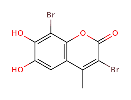 Molecular Structure of 98949-03-2 (3,8-dibromo-6,7-dihydroxy-4-methyl-2H-chromen-2-one)