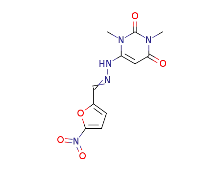 Molecular Structure of 98405-23-3 (1,3-dimethyl-6-{(2E)-2-[(5-nitrofuran-2-yl)methylidene]hydrazinyl}pyrimidine-2,4(1H,3H)-dione)