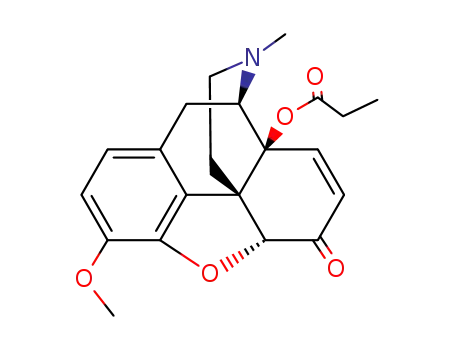 Molecular Structure of 981-01-1 ((5alpha)-3-methoxy-17-methyl-6-oxo-7,8-didehydro-4,5-epoxymorphinan-14-yl propanoate)