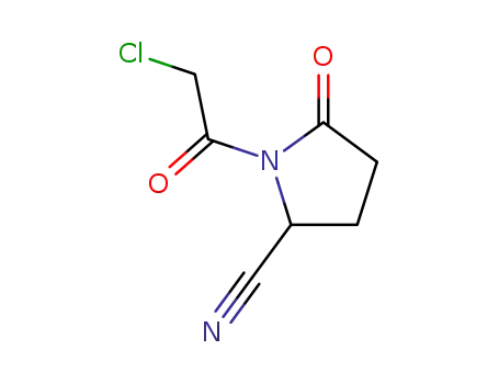 Molecular Structure of 98062-39-6 (2-Pyrrolidinecarbonitrile, 1-(chloroacetyl)-5-oxo- (9CI))