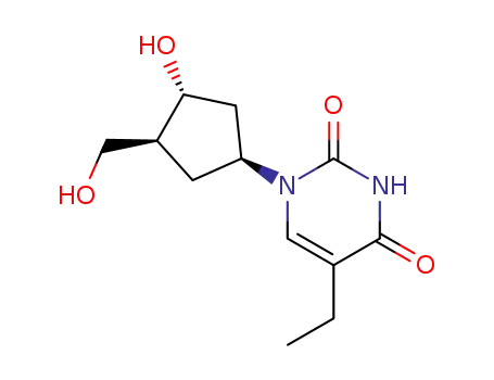 Molecular Structure of 98736-93-7 (5-Ethyl-1-(3-hydroxy-4-(hydroxymethyl)cyclopentyl)-2,4(1H,3H)-pyrimidinedione)