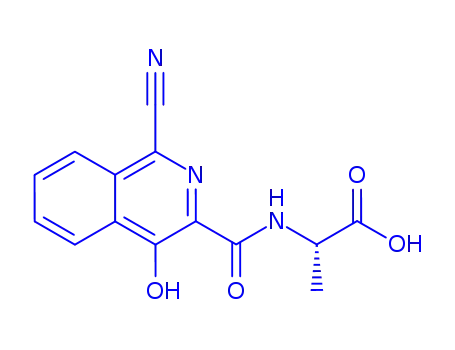 Molecular Structure of 945739-64-0 (L-Alanine,  N-[(1-cyano-4-hydroxy-3-isoquinolinyl)carbonyl]-)