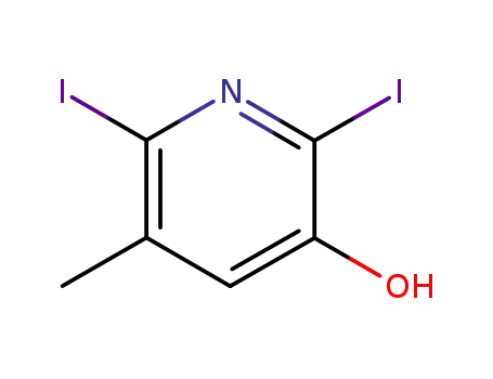 Molecular Structure of 98139-03-8 (2,6-Diiodo-3-hydroxy-5-methylpyridine)