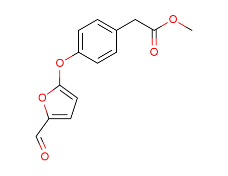 Molecular Structure of 99834-86-3 (methyl 2-[4-[(5-formyl-2-furyl)oxy]phenyl]acetate)