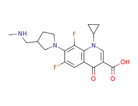 Molecular Structure of 99735-00-9 (1-cyclopropyl-6,8-difluoro-7-{3-[(methylamino)methyl]pyrrolidin-1-yl}-4-oxo-1,4-dihydroquinoline-3-carboxylic acid)