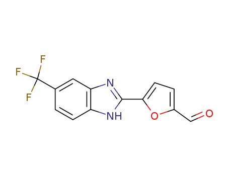 Molecular Structure of 106996-98-9 (5-[6-(trifluoromethyl)-1H-benzimidazol-2-yl]furan-2-carbaldehyde)