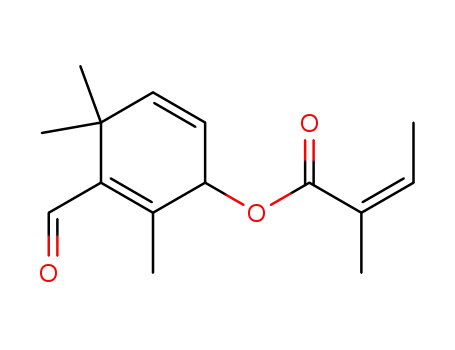 Molecular Structure of 106199-87-5 (3-formyl-2,4,4-trimethylcyclohexa-2,5-dien-1-yl (2Z)-2-methylbut-2-enoate)
