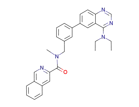 Molecular Structure of 950568-48-6 (3-Isoquinolinecarboxamide,  N-[[3-[4-(diethylamino)-6-quinazolinyl]phenyl]methyl]-N-methyl-)