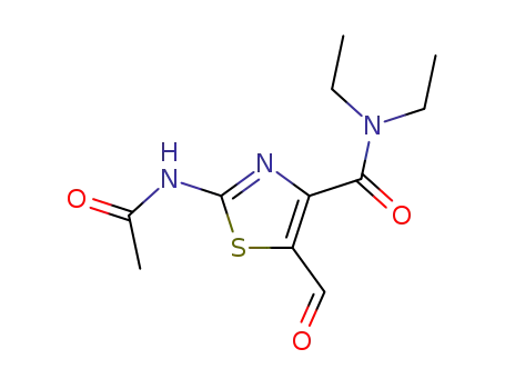 Molecular Structure of 194663-91-7 (4-Thiazolecarboxamide, 2-(acetylamino)-N,N-diethyl-5-formyl-)