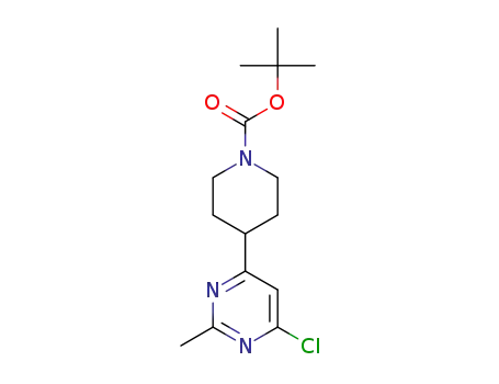 Molecular Structure of 1361118-66-2 (4-(6-Chloro-2-methyl-pyrimidin-4-yl)-piperidine-1-carboxylic acid tert-butyl ester)