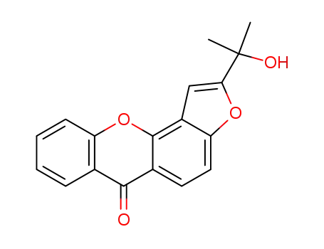 Molecular Structure of 119712-55-9 (2-(2-hydroxypropan-2-yl)-6H-furo[2,3-c]xanthen-6-one)