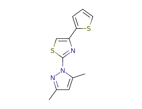 Molecular Structure of 111836-91-0 (2-(3,5-DIMETHYL-1H-PYRAZOL-1-YL)-4-(2-THIENYL)-1,3-THIAZOLE)
