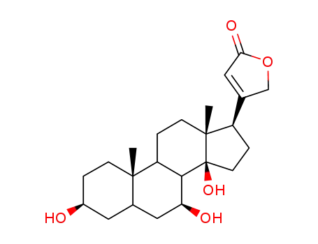 Molecular Structure of 1173-21-3 (3β,7β,14-Trihydroxy-5β-card-20(22)-enolide)