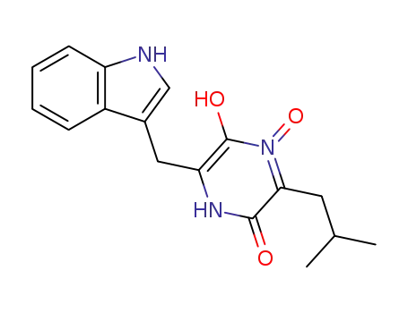 2(1H)-Pyrazinone,
5-hydroxy-6-(1H-indol-3-ylmethyl)-3-(2-methylpropyl)-, 4-oxide