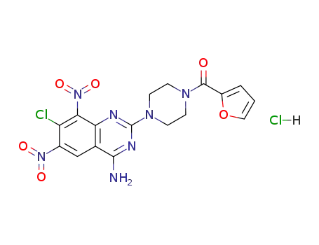 Molecular Structure of 111218-75-8 (1-(4-Amino-7-chloro-6,8-dinitro-2-quinazolinyl)-4-(2-furanylcarbonyl)p iperazine HCl)