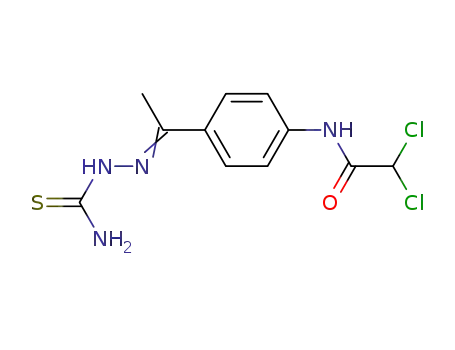 Molecular Structure of 19687-84-4 (N-[4-(N-carbamothioylethanehydrazonoyl)phenyl]-2,2-dichloroacetamide)